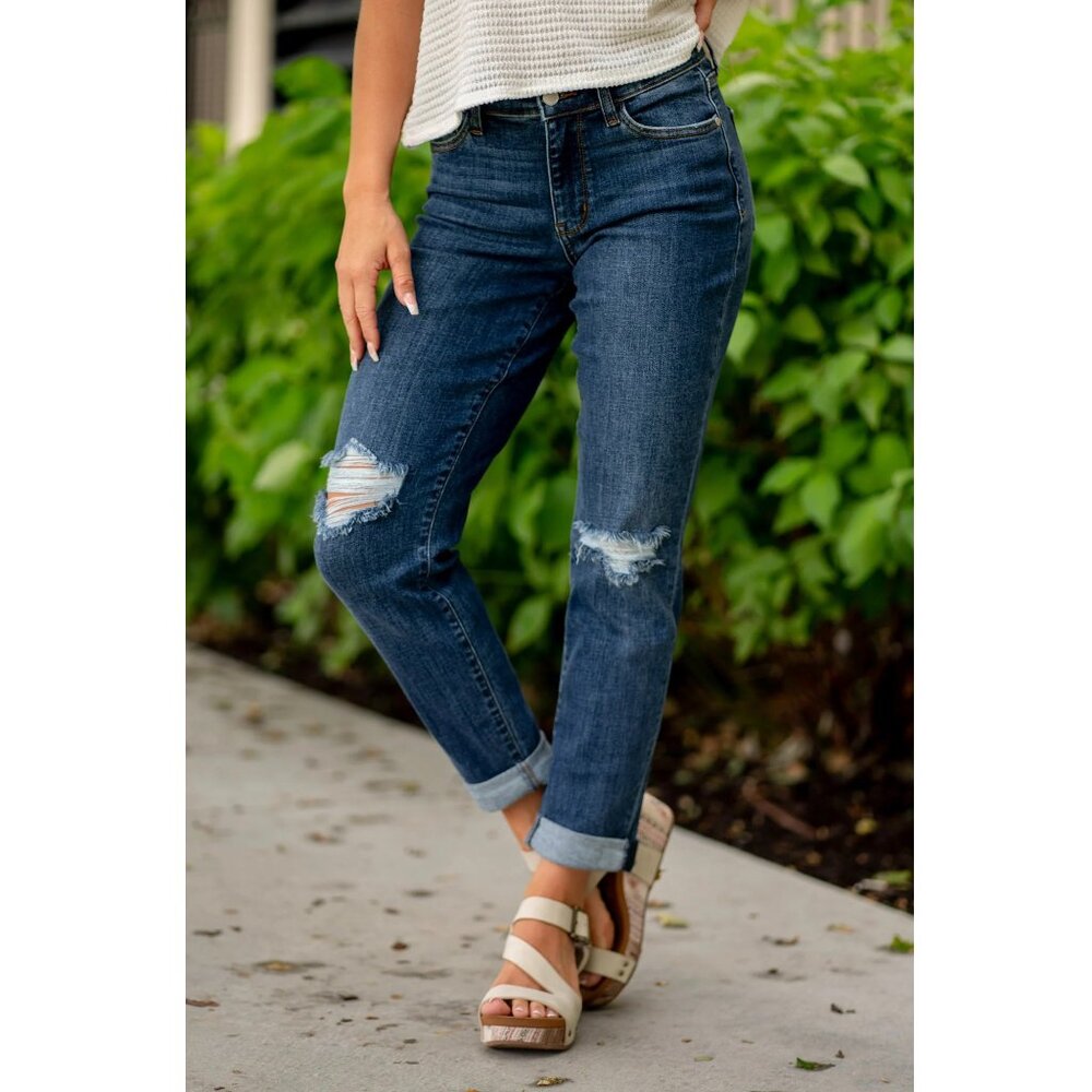 Judy Blue Destroyed Distressed Slim Fit Mid Rise Jeans Size  7/28 - Picture 4 of 16